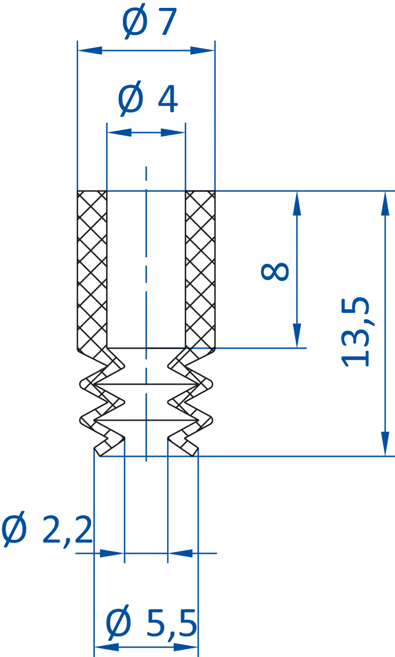 Размеры сильфонной вакуумной присоски FIPA серии SKT-B2 21.005.146.19